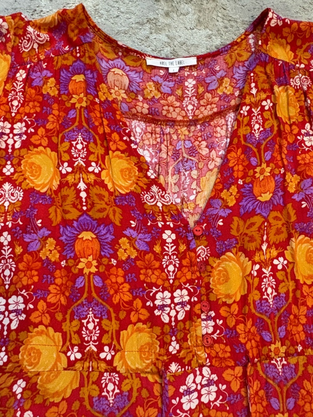 Abel The Label Floral Prairie Front Split Boho Cottagecore Midi Dress Size Large - Picture 8 of 14